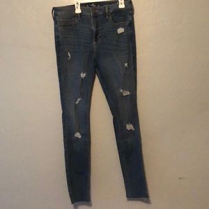A pair of semi ripped jeans from Hollister